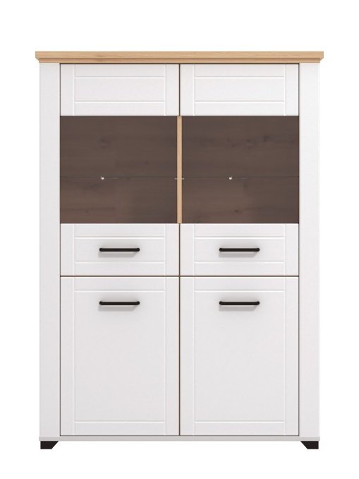 Nízká vitrína bez osvětlení lotta - bílá/dub artisan