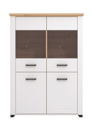 Nízká vitrína bez osvětlení lotta - bílá/dub artisan