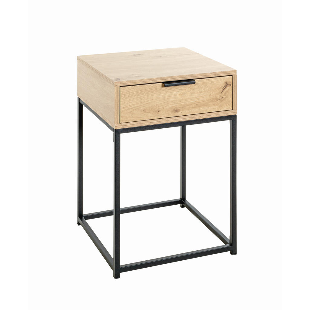 NOČNÍ STOLEK, černá, barvy dubu, 40/60/40 cm