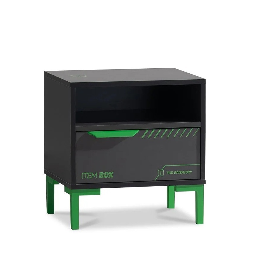 Noční stolek se zásuvkou diego - černá, zelená