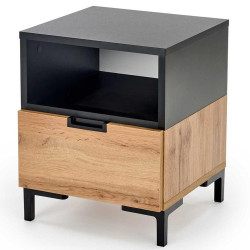 Noční stolek Silvia dub wotan/černá