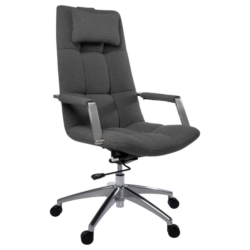 Novel KANCELÁŘSKÉ KŘESLO, látka teddy, tmavě šedá