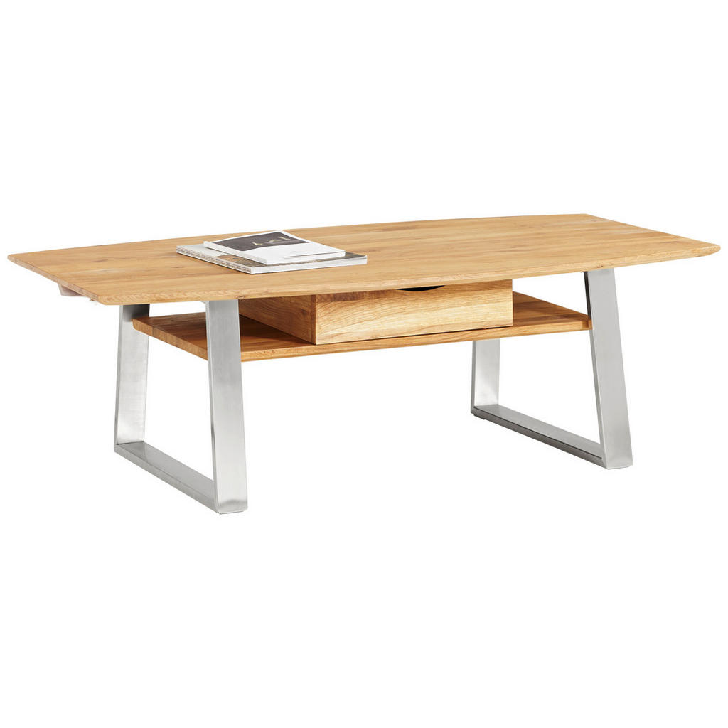 Novel KONFERENČNÍ STOLEK, barvy dubu, barvy nerez oceli, dřevo, kov, 100/60/35 cm