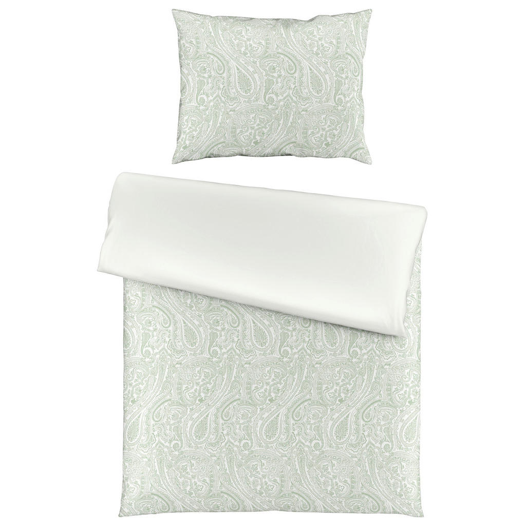 Novel POVLEČENÍ, makosatén, bílá, šalvějově zelená, 140/200 cm