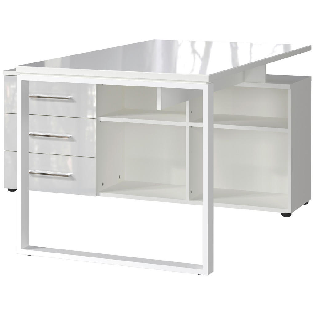 Novel ROHOVÝ PSACÍ STŮL, bílá, 160/146/76 cm