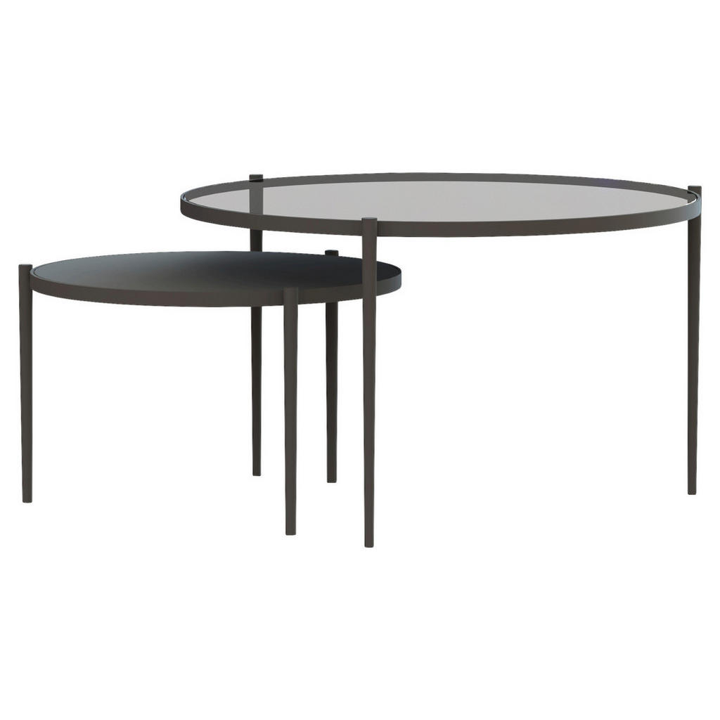 Novel SADA KONFERENČNÍCH STOLKŮ, šedá, černá, kov, sklo, 70/70/42 cm