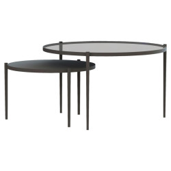 Novel SADA KONFERENČNÍCH STOLKŮ, šedá, černá, kov, sklo, 70/70/42 cm