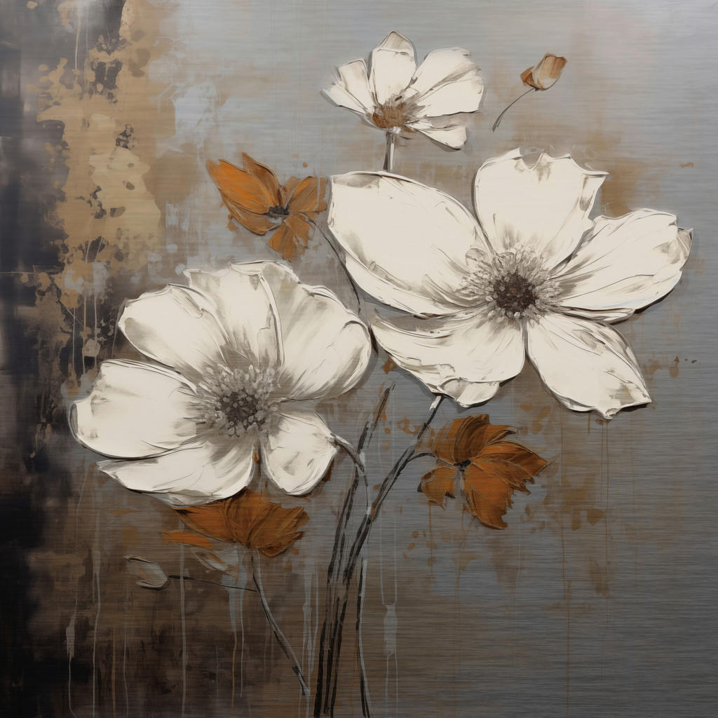 OBRAZ NA KOVU, květiny, 50/50/2 cm