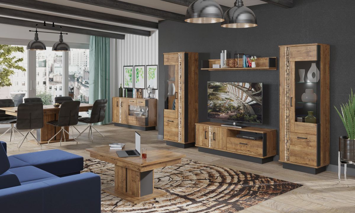 Obývací sestava klement ii - dub april/černý