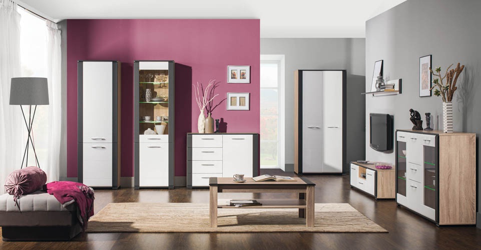 Obývací sestava naomi ii-ořech/wenge - s osvětlením led