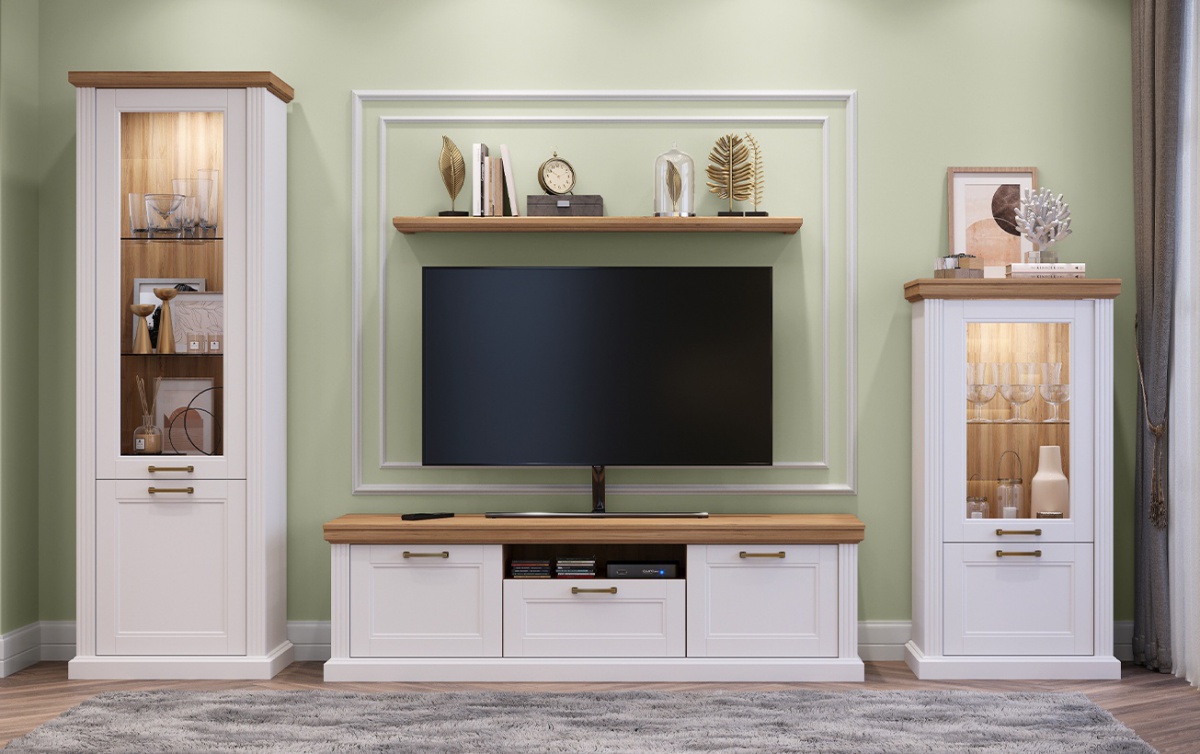 Obývací stěna artis - bílá/ořech pacific