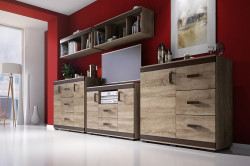 Obývací stěna Relax Barva korpusu: Šedá, Lišta: Wenge, Barva dvířek: Šedá