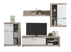 Obývací stěna s osvětlením jonah - bílá/dub šedý