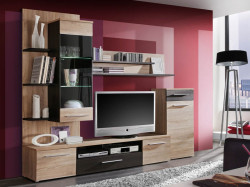 Obývací stěna s osvětlením salito - dub sonoma/dub denver