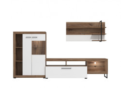 Obývací stěna s vnitřním osvětlením nesta - dub flagstaff/bílá