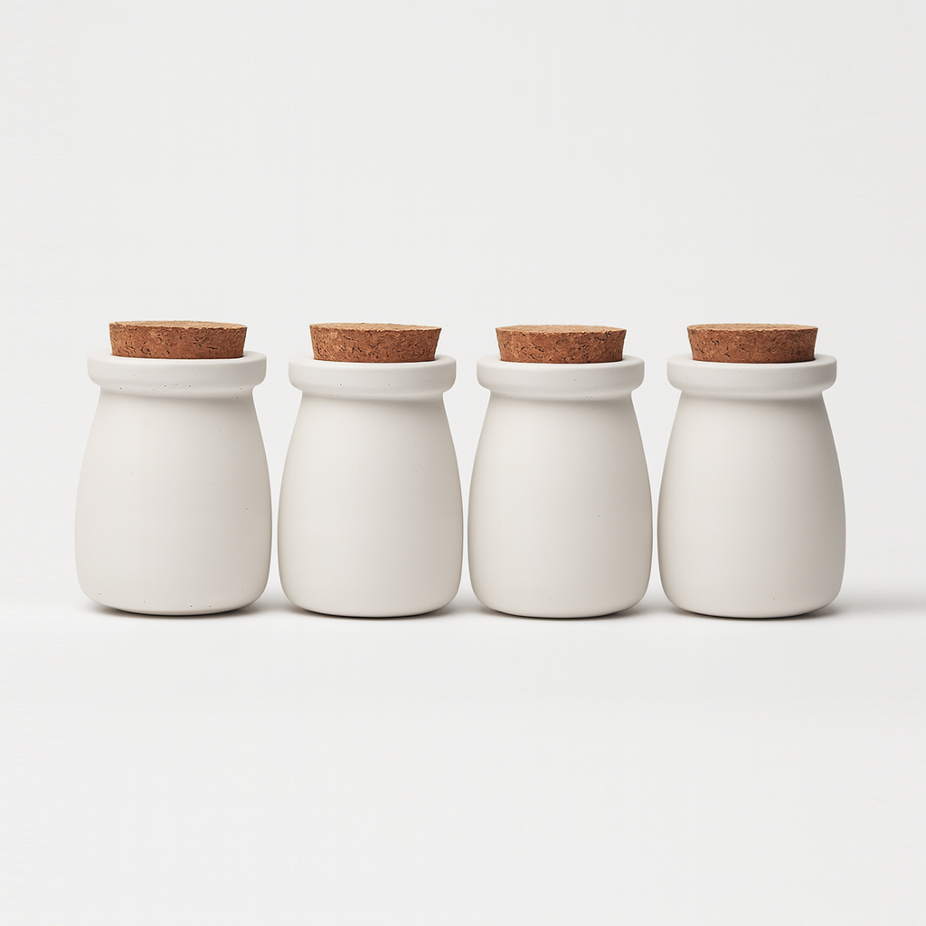 ODLITO Betonová dóza – Nefertiti – bílá – 8 cm – 4ks