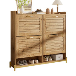 OKWISH BOTNÍK 108,5/24/100 cm hnědý z MDF s 4 dvířky a horní odkládací plochou