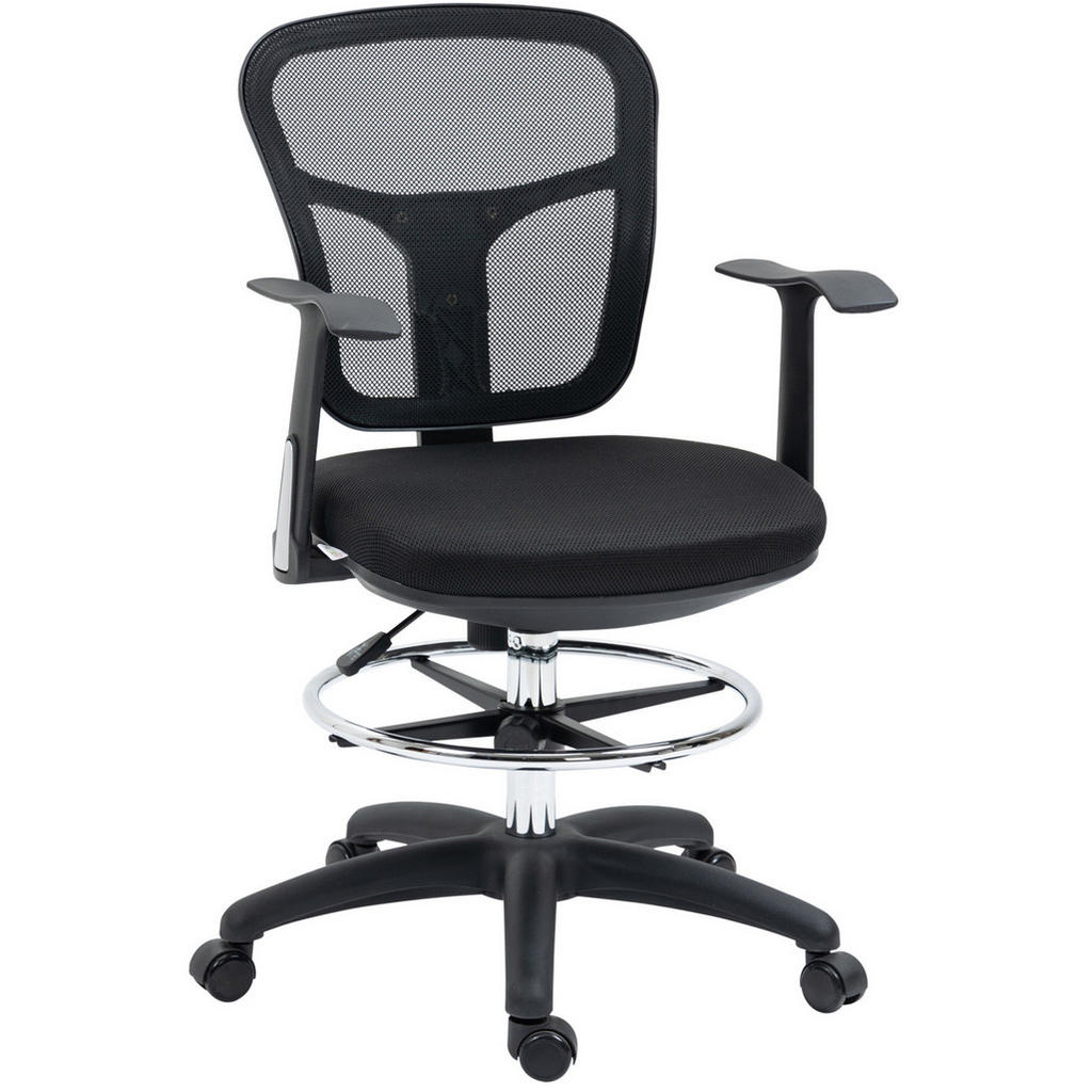 OKWISH ERGONOMICKÁ kancelářská židle 59/59/95-115 cm černá z polyesteru s nastavitelnou opěrkou nohou a područkami