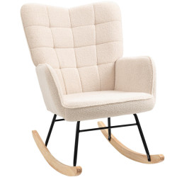 OKWISH HOUPACÍ křeslo 98/71/101 cm béžové z polyesteru s vysokým opěradlem a područkami