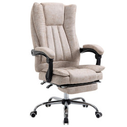 OKWISH KANCELÁŘSKÁ židle 63/71/110-118 cm béžová z pěny s relaxační funkcí a podnožkou