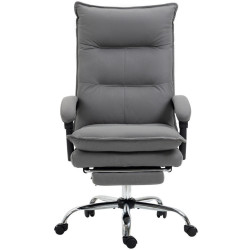OKWISH KANCELÁŘSKÁ židle 66/74/114-121,5 cm šedá z polyesteru s masáží, vyhříváním a opěrkou nohou