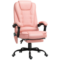 OKWISH KANCELÁŘSKÉ křeslo 67/67/111-121 cm růžové z bonded leather s masáží a polohováním