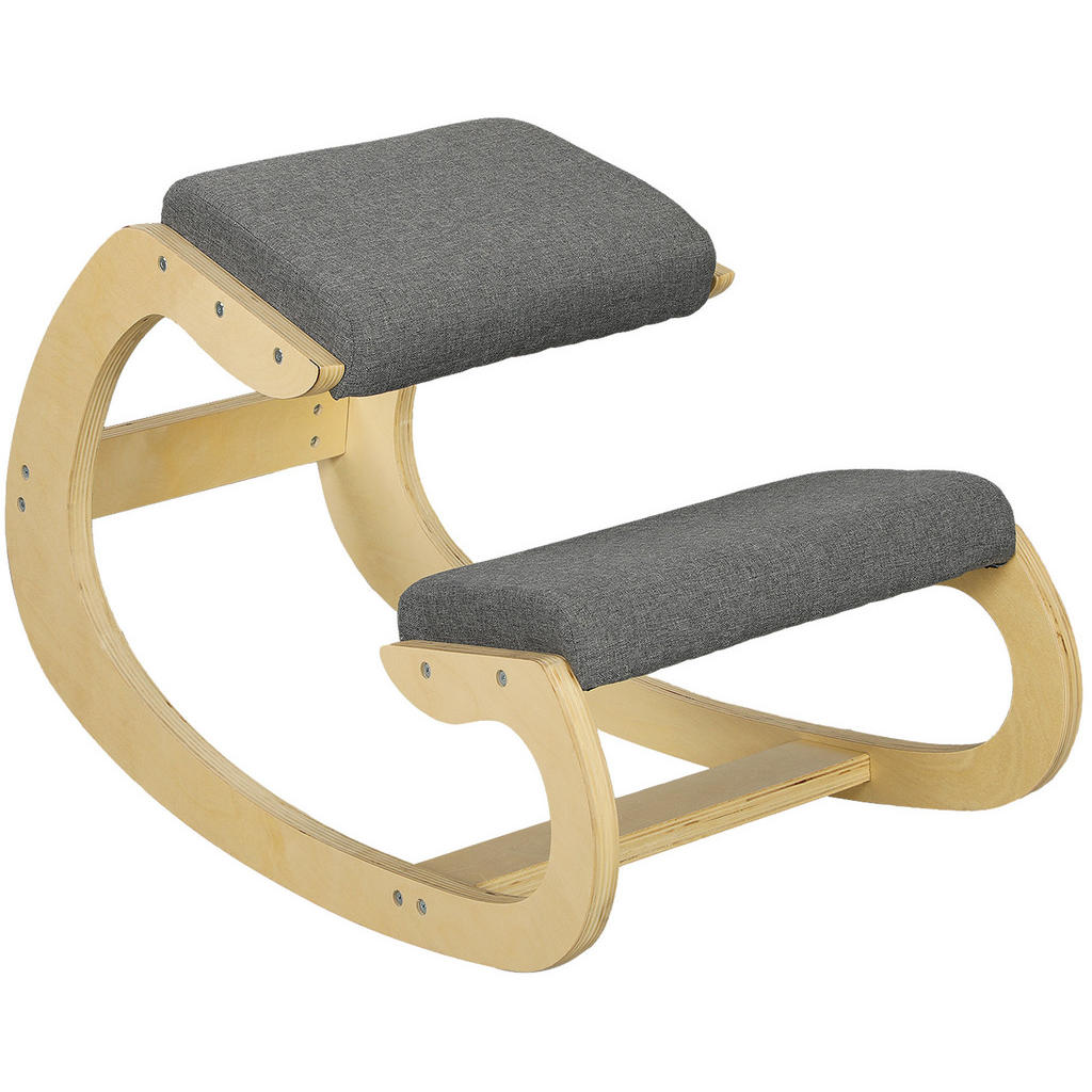 OKWISH KLEKACÍ židle 54,5/85/54 cm šedá z březového dřeva s ergonomickým houpáním