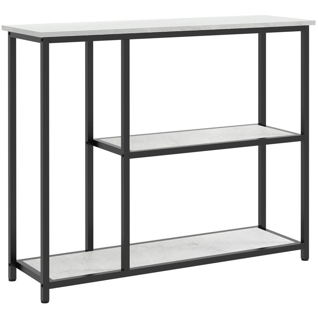 OKWISH KONZOLOVÝ stolek 100/30/80 cm bílý z oceli se 2 policemi a ochranou proti převrácení