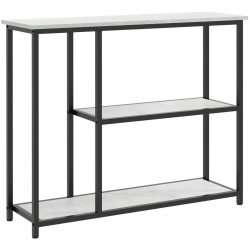 OKWISH KONZOLOVÝ stolek 100/30/80 cm bílý z oceli se 2 policemi a ochranou proti převrácení