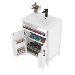 OKWISH KOUPELNOVÁ skříňka s umyvadlem 60/46/84,8 cm bílá z MDF a keramiky s úložným prostorem