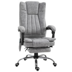 OKWISH MASÁŽNÍ kancelářské křeslo 62/67/113-120 cm šedé z pěny s vyhříváním, sklápěním a podnožkou