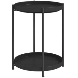 OKWISH ODKLÁDACÍ stolek 44/44/56 cm černý z oceli se dvěma policemi