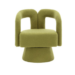 OKWISH OTOČNÉ křeslo 67/55/74 cm olivově zelené z bouclé s 360° otáčením