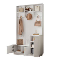 OKWISH PŘEDSÍŇOVÁ sestava 120/40/200 cm bílá z dřevotřísky s háčky a úložným prostorem
