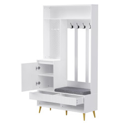 OKWISH PŘEDSÍŇOVÁ stěna 100/35/180 cm bílá z MDF s lavicí, háčky a úložným prostorem