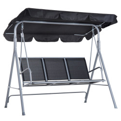 OKWISH ZAHRADNÍ houpačka 171/108/154 cm šedá z kovu se stříškou pro 3 osoby