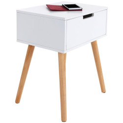 Ondega NOČNÍ STOLEK, borovice, přírodní barvy, bílá, 40/52/30 cm