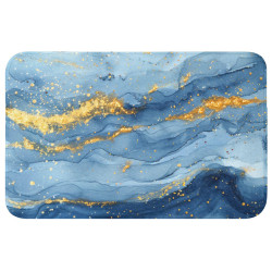 OnlyWow KOUPELNOVÁ PŘEDLOŽKA Akvarel - modrá - umění - zlatá - luxusní - moderní 80x50 cm