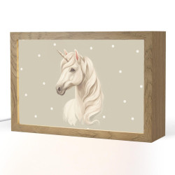 OnlyWow NOČNÍ LAMPIČKA Jednorožec - bílý - tečky 30x20 cm