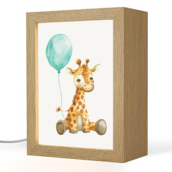 OnlyWow NOČNÍ LAMPIČKA Žirafa - Dítě - Zvířata - Modrý balón 15x20 cm