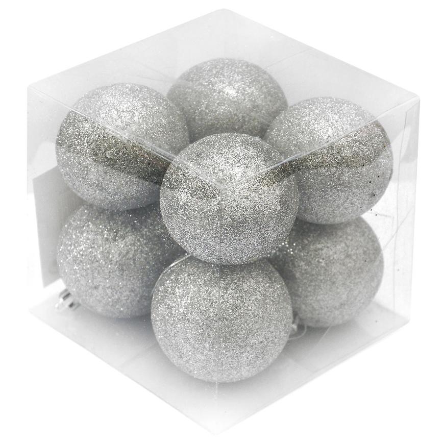 Ozdoby brokát -krabička 8ks stříbrné