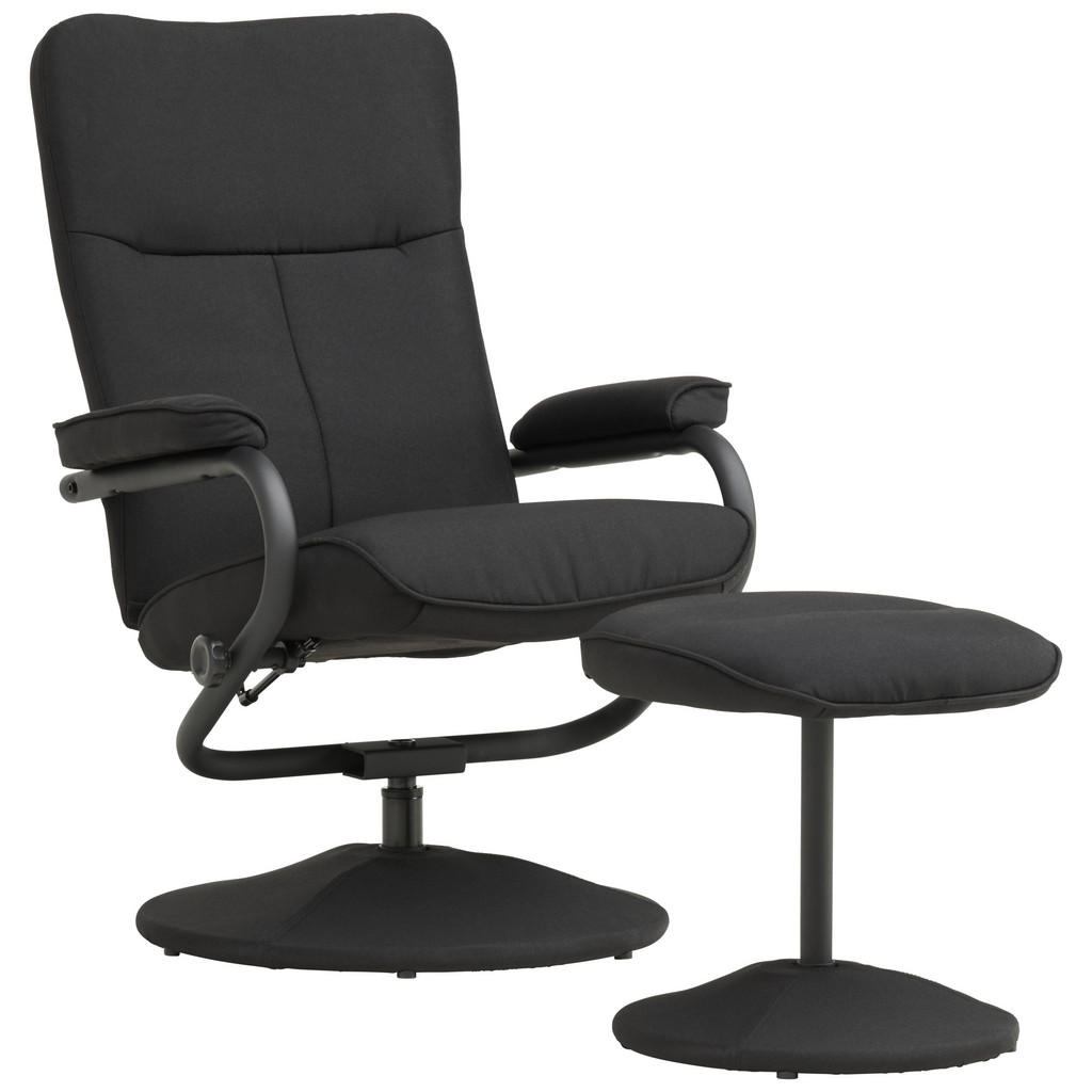 P & B RELAXAČNÍ KŘESLO S TABURETEM, textil, černá