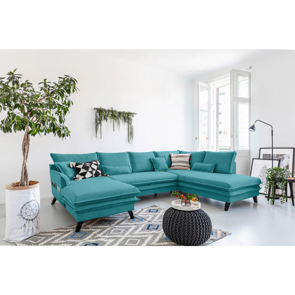 P & B SEDACÍ SOUPRAVA, textil, tyrkysová