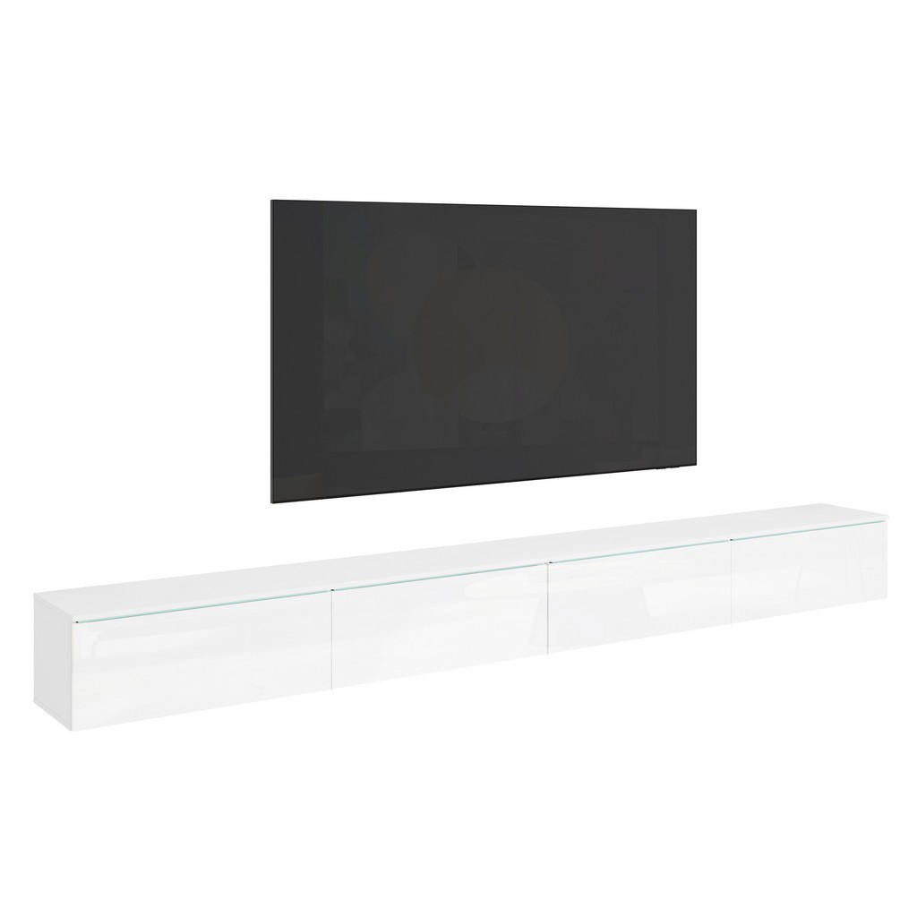 P & B NÍZKÁ KOMODA 2x150 cm, bílá, vysoce lesklá bílá, 300/32/33 cm