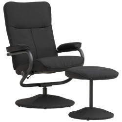 P & B RELAXAČNÍ KŘESLO S TABURETEM, textil, černá