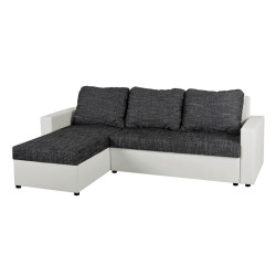P & B ROHOVÁ SEDAČKA, kompozitní dřevo, textil, bílá, černá