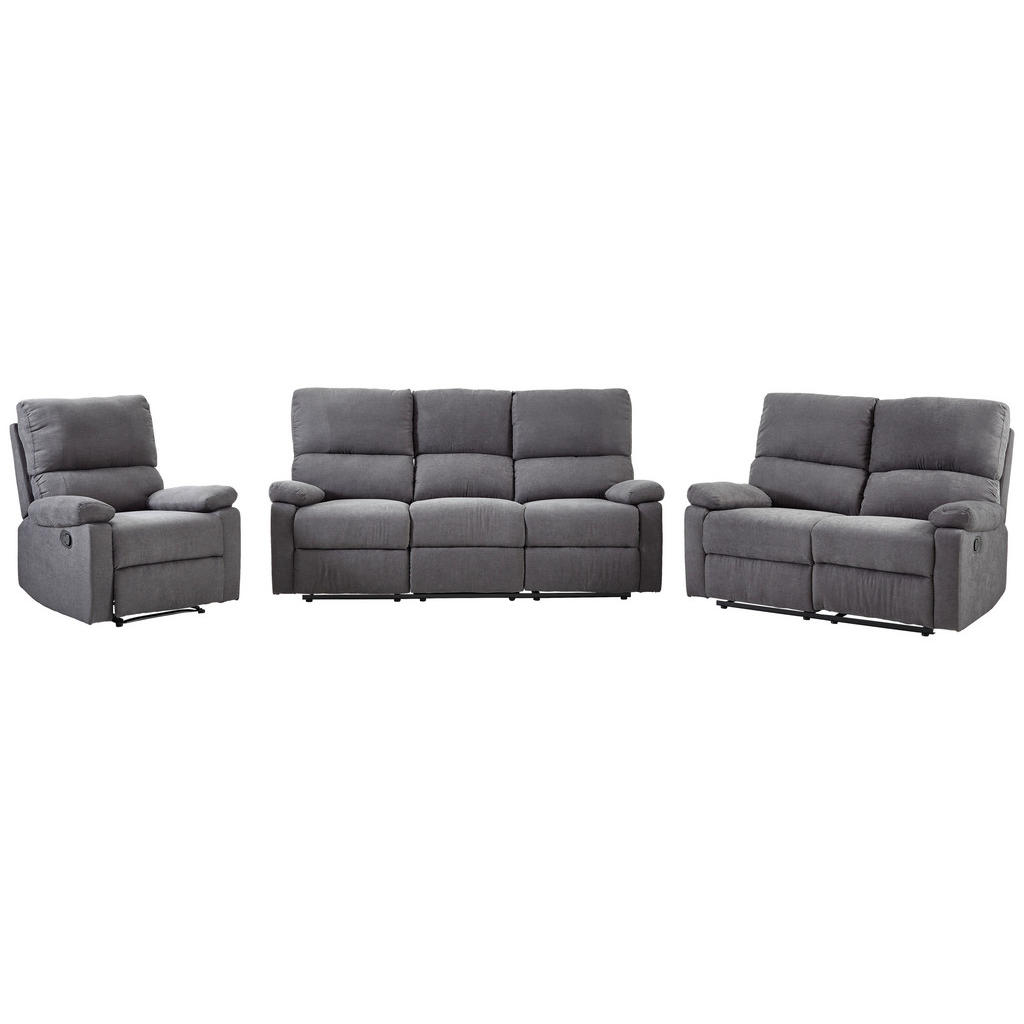 P & B SEDACÍ SOUPRAVA 3+2+1, textil, tmavě šedá