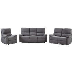 P & B SEDACÍ SOUPRAVA 3+2+1, textil, tmavě šedá