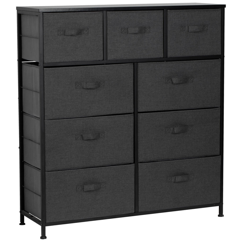 PBJ KOMODA, černá, tmavě šedá, 96/104/30 cm