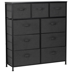 PBJ KOMODA, černá, tmavě šedá, 96/104/30 cm